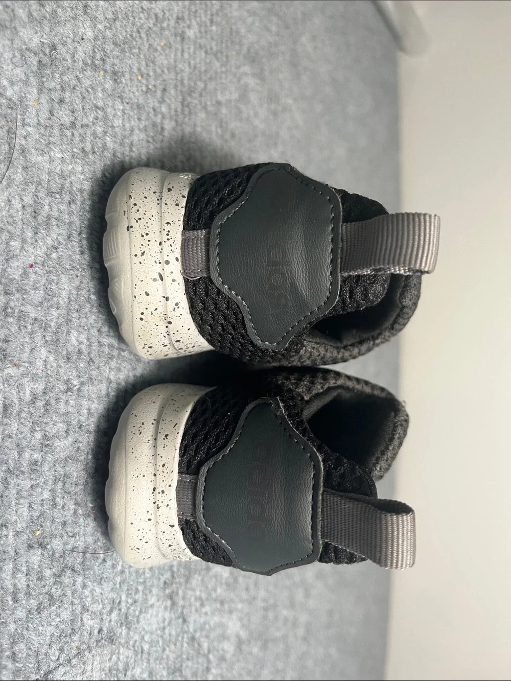 adidas Kids Gray Slip-On Mesh Sneakers with Black Logo Band